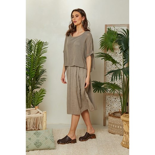 Lin Passion Płaszcz przejściowy w kolorze szarobrązowym Lin Passion 38/40 wyprzedaż Limango Polska