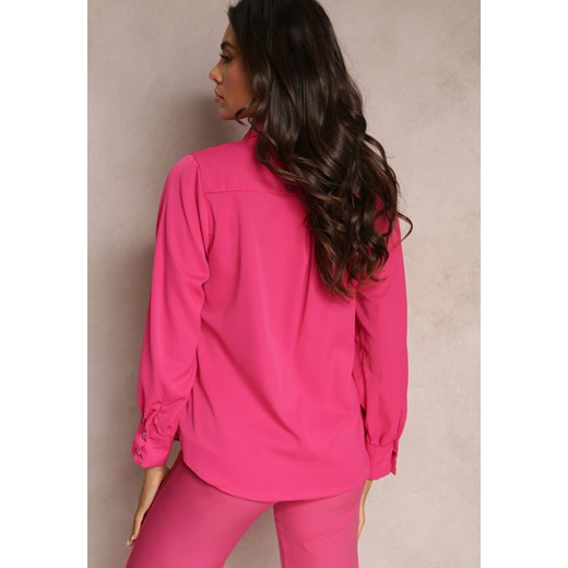 Różowa Koszula z Żabotem z Wiskozy Ghio Renee XL Renee odzież promocja