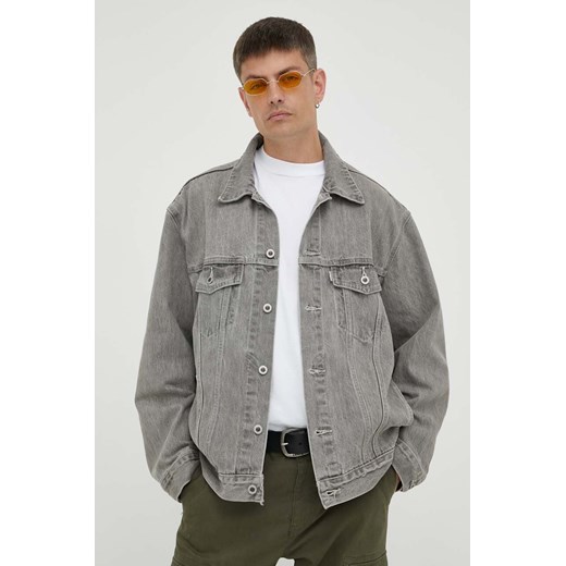 Levi&apos;s kurtka jeansowa męska kolor szary przejściowa oversize ze sklepu ANSWEAR.com w kategorii Kurtki męskie - zdjęcie 161096054