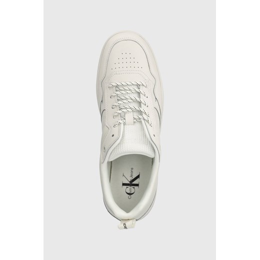 Calvin Klein Jeans sneakersy skórzane BASKET CUPSOLE LACEU kolor biały 46 ANSWEAR.com