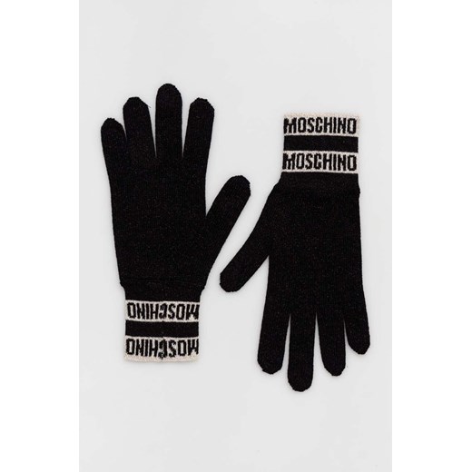 Moschino rękawiczki damskie kolor beżowy ze sklepu ANSWEAR.com w kategorii Rękawiczki damskie - zdjęcie 161096341