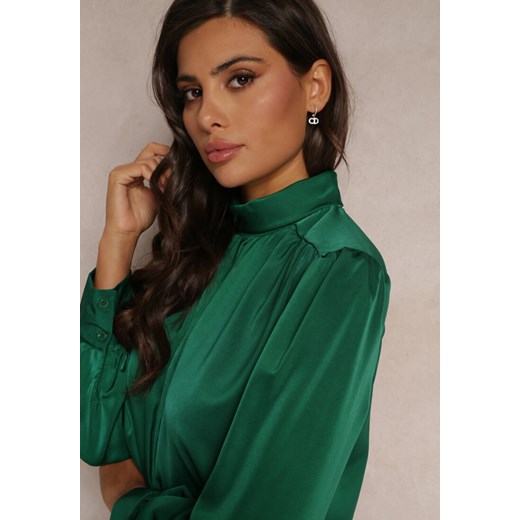 Zielona Bluzka z Długim Rękawem i Stójką Elettine Renee M okazyjna cena Renee odzież