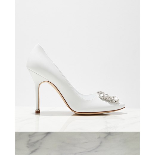 MANOLO BLAHNIK Białe szpilki ze skóry Hangisi rozmiar 39.5 Manolo Blahnik 39.5 wyprzedaż Moliera2.com