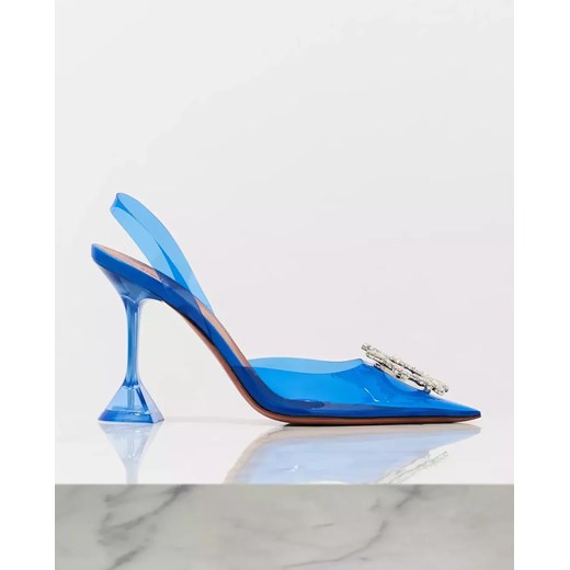 AMINA MUADDI Niebieskie szpilki z PVC Begum Glass rozmiar 40 Amina Muaddi 40 okazyjna cena Moliera2.com