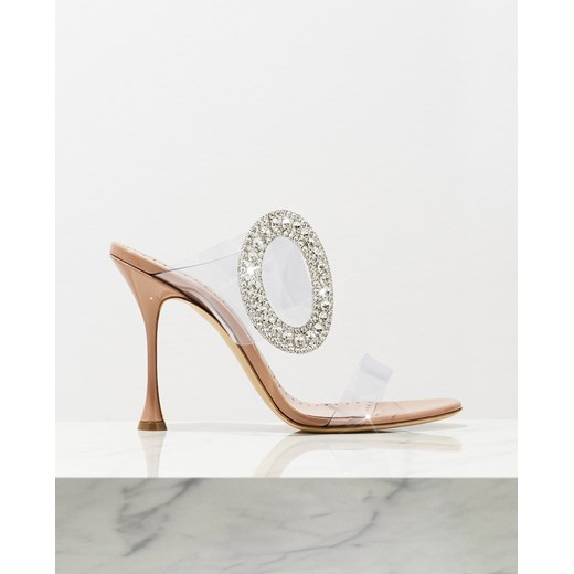 MANOLO BLAHNIK Lakierowane klapki z kryształową klamrą Fibonabi rozmiar 40.5 Manolo Blahnik 40.5 Moliera2.com promocja