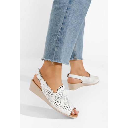 Białe sandały damskie skórzane Claudia ze sklepu Zapatos w kategorii Sandały damskie - zdjęcie 161187100