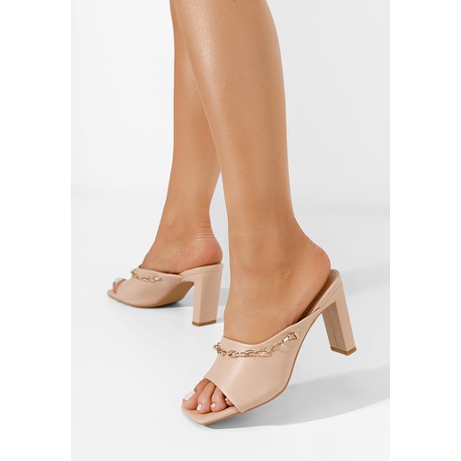 Beżowe klapki damskie eleganckie Meldora Zapatos 39 okazyjna cena Zapatos