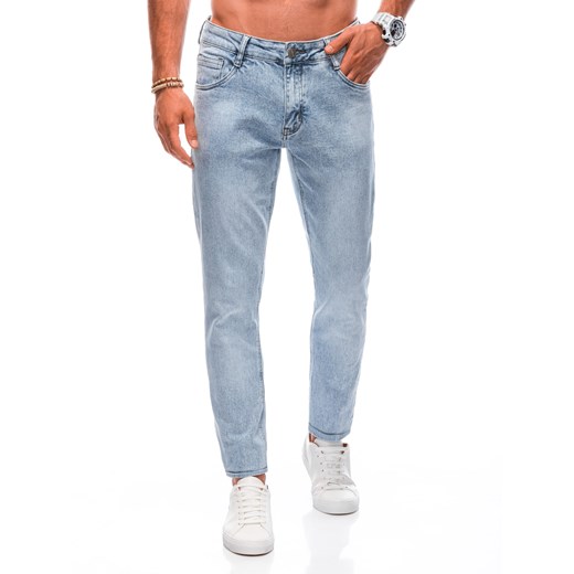 Spodnie męskie jeansowe P1366 - niebieskie Edoti 39 promocyjna cena Edoti
