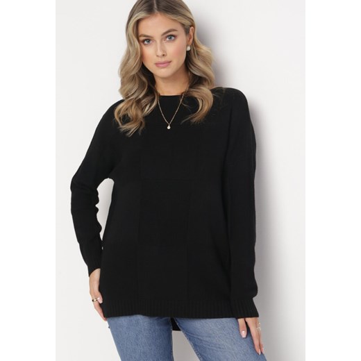 Czarny Sweter z Luźnym Rękawem Afiala ze sklepu Born2be Odzież w kategorii Swetry damskie - zdjęcie 161189972