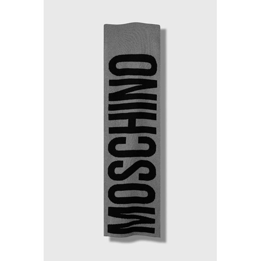 Moschino szalik z domieszką wełny kolor szary wzorzysty ze sklepu ANSWEAR.com w kategorii Szaliki i chusty damskie - zdjęcie 161190540