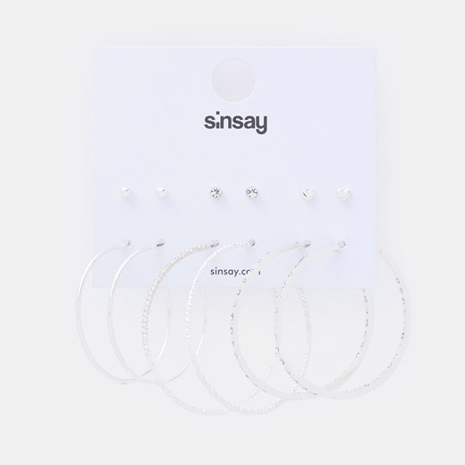 Sinsay - Kolczyki 6 pack - Srebrny Sinsay Jeden rozmiar Sinsay