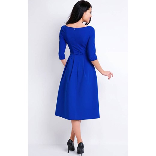 Klasyczna rozkloszowana sukienka w kolorze chabrowym A159, Kolor chabrowy, M Primodo okazja