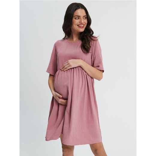 Sinsay - Sukienka mini MAMA - różowy Sinsay L Sinsay wyprzedaż