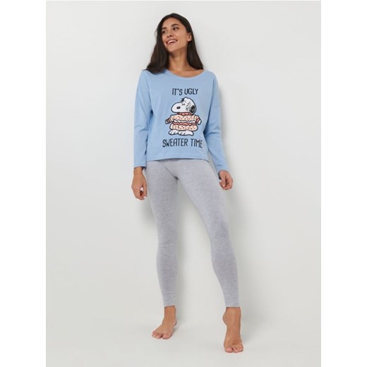 Sinsay - Piżama bawełniana Snoopy - błękitny Sinsay L promocyjna cena Sinsay