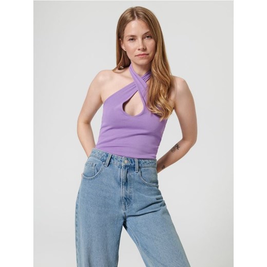 Sinsay - Top z wycięciem - fioletowy ze sklepu Sinsay w kategorii Bluzki damskie - zdjęcie 161211280