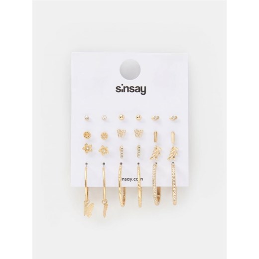 Sinsay - Kolczyki 12 pack - złoty Sinsay Jeden rozmiar okazyjna cena Sinsay