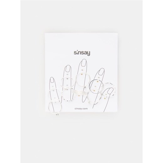 Sinsay - Pierścionki 9 pack - srebrny Sinsay Jeden rozmiar okazja Sinsay