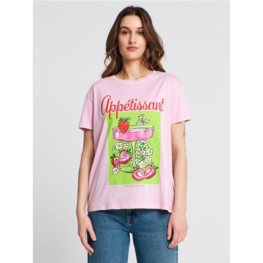Sinsay - Koszulka z nadrukiem - różowy ze sklepu Sinsay w kategorii Bluzki damskie - zdjęcie 161213912