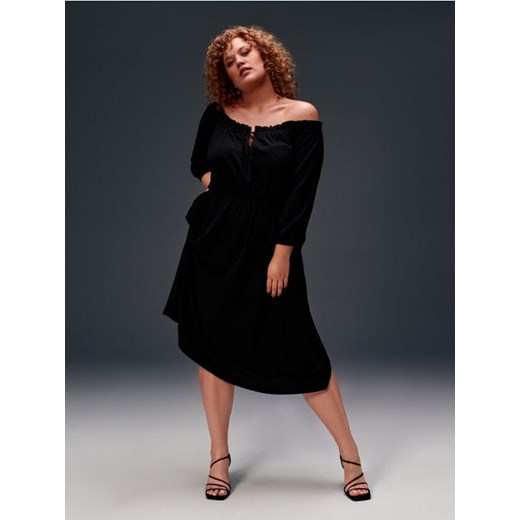 Sinsay - Sukienka midi hiszpanka - czarny ze sklepu Sinsay w kategorii Sukienki - zdjęcie 161214260