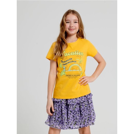 Sinsay - Koszulka z nadrukiem - pomarańczowy ze sklepu Sinsay w kategorii Bluzki dziewczęce - zdjęcie 161214432