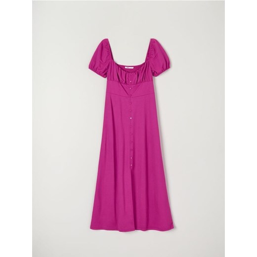 Sinsay - Sukienka midi z bufiastymi rękawami - fioletowy ze sklepu Sinsay w kategorii Sukienki - zdjęcie 161214714