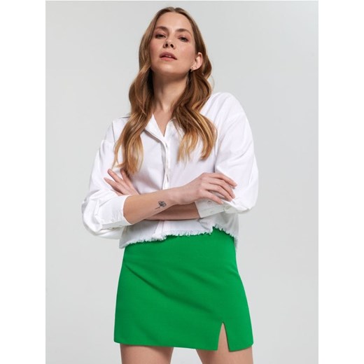 Sinsay - Spódnica mini z rozcięciem - zielony ze sklepu Sinsay w kategorii Spódnice - zdjęcie 161215652