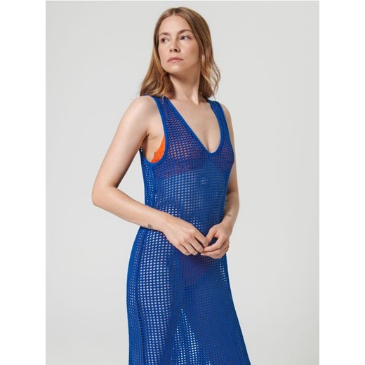 Sinsay - Sukienka midi dzianinowa - niebieski ze sklepu Sinsay w kategorii Odzież plażowa - zdjęcie 161215962