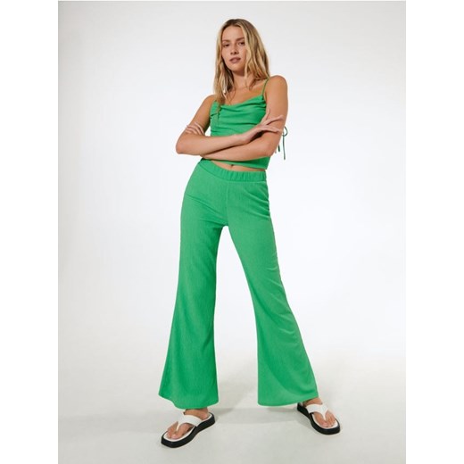 Sinsay - Spodnie wide leg high waist - zielony Sinsay XL promocyjna cena Sinsay