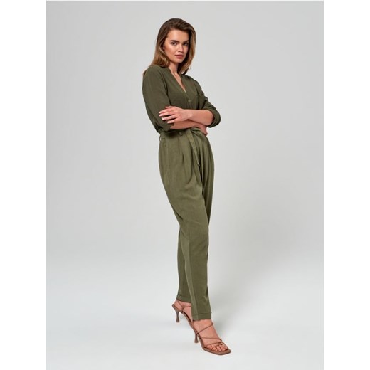 Sinsay - Spodnie z lnem - zielony ze sklepu Sinsay w kategorii Spodnie damskie - zdjęcie 161216103