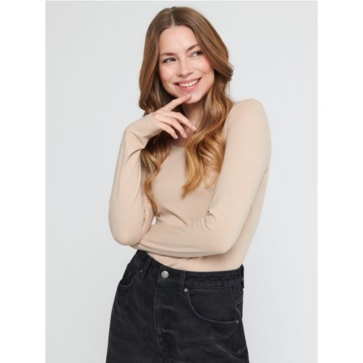 Sinsay - Koszulka bawełniana basic - beżowy Sinsay XS promocyjna cena Sinsay