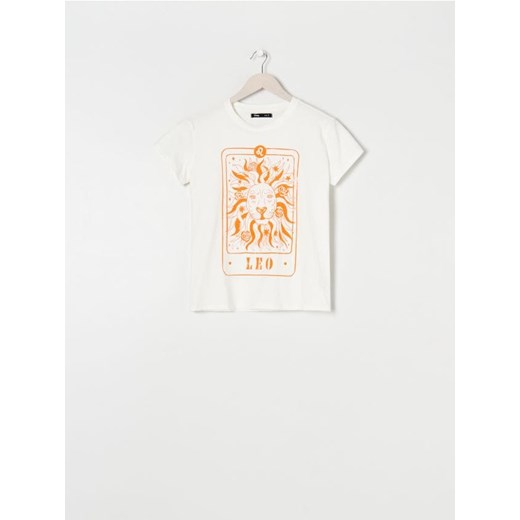 Sinsay - Koszulka z nadrukiem - kremowy ze sklepu Sinsay w kategorii Bluzki damskie - zdjęcie 161216532
