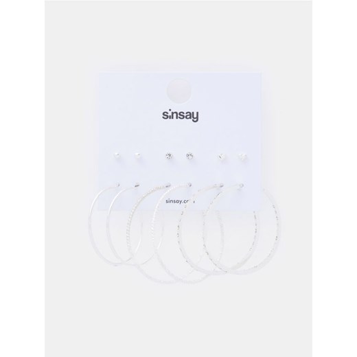Sinsay - Kolczyki 6 pack - srebrny Sinsay Jeden rozmiar Sinsay