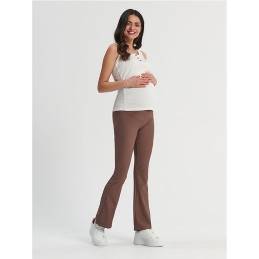 Sinsay - Spodnie flare MAMA - brązowy ze sklepu Sinsay w kategorii Spodnie ciążowe - zdjęcie 161218264