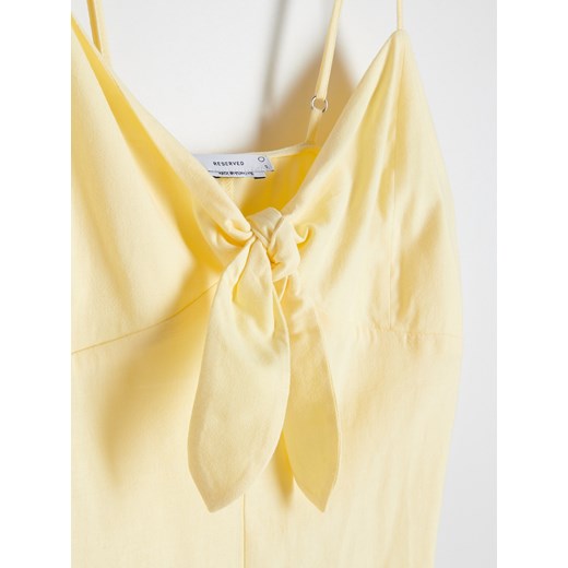 Reserved - Sukienka midi z wiązaniem - Żółty Reserved XS Reserved