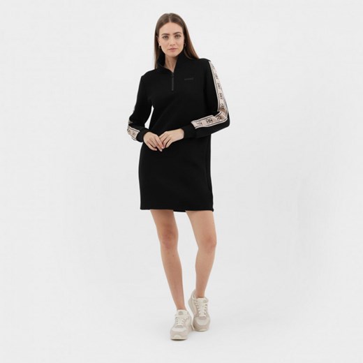 Sukienka Guess z golfem mini luźna bawełniana na spacer czarna 