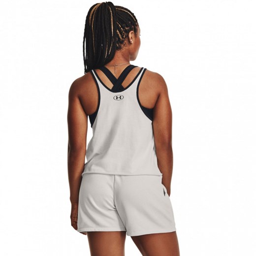Damska koszulka treningowa bez rękawów Under Armour Project Rock  Q3 Arena Tank - kremowa ze sklepu Sportstylestory.com w kategorii Bluzki damskie - zdjęcie 161237914