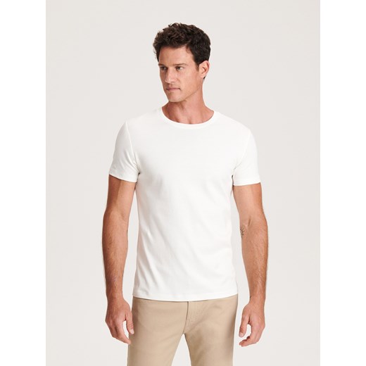 Reserved - T-shirt slim fit - Kremowy Reserved M Reserved