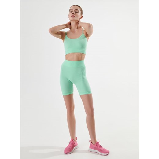 Sinsay - Crop top GYM HARD - niebieski Sinsay S okazyjna cena Sinsay