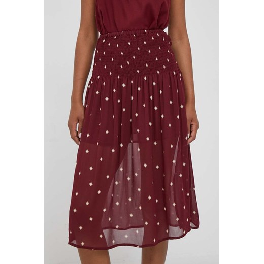 Pepe Jeans spódnica kolor bordowy midi rozkloszowana Pepe Jeans XS ANSWEAR.com