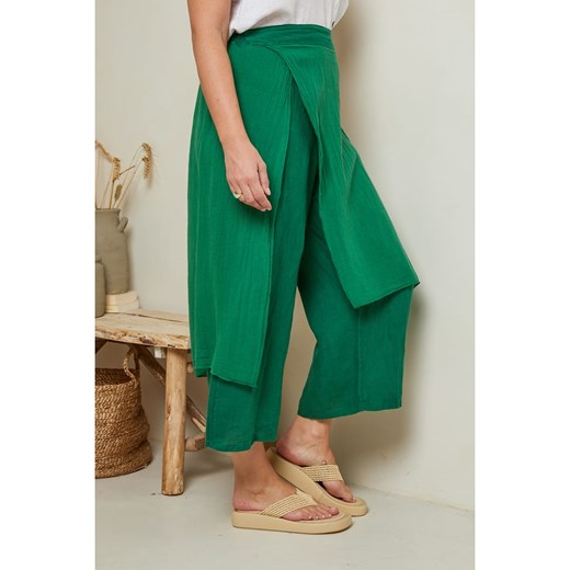Curvy Lady Lniane spodnie w kolorze zielonym Curvy Lady 48/50 okazyjna cena Limango Polska