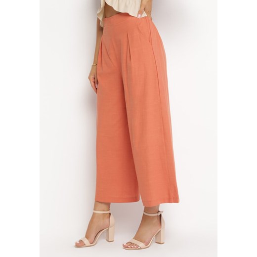 Pomarańczowe Szerokie Spodnie Bawełniane Camprell ze sklepu Born2be Odzież w kategorii Spodnie damskie - zdjęcie 161280903