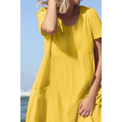IVET sukienka mini oversize z krótkim rękawem w serek