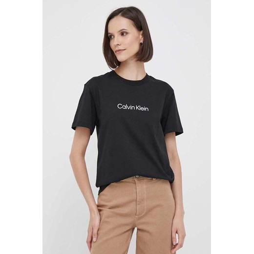 Calvin Klein t-shirt bawełniany kolor czarny ze sklepu ANSWEAR.com w kategorii Bluzki damskie - zdjęcie 161284512