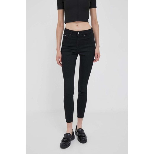 Calvin Klein Jeans jeansy damskie kolor czarny ze sklepu ANSWEAR.com w kategorii Jeansy damskie - zdjęcie 161289404