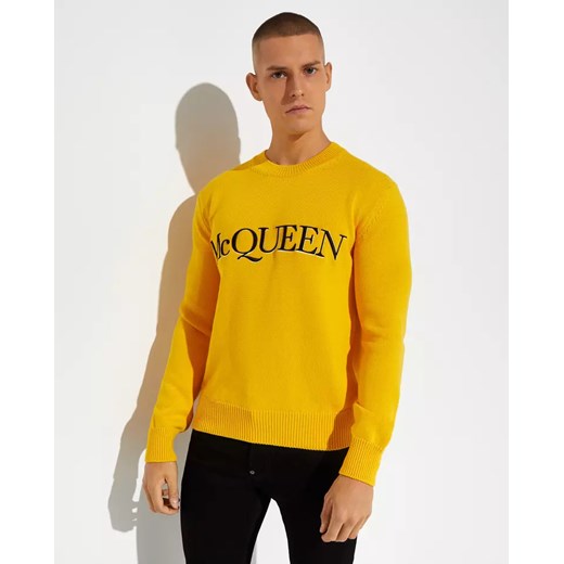 ALEXANDER MCQUEEN Żółty sweter z logo rozmiar L L wyprzedaż Moliera2.com