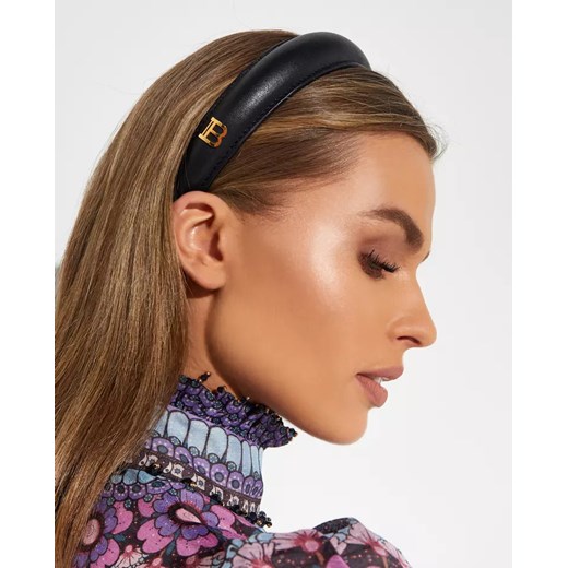 BALMAIN PARIS HAIR COUTURE Czarna opaska ze złotym logo Balmain Paris Hair Couture ONE SIZE Moliera2.com