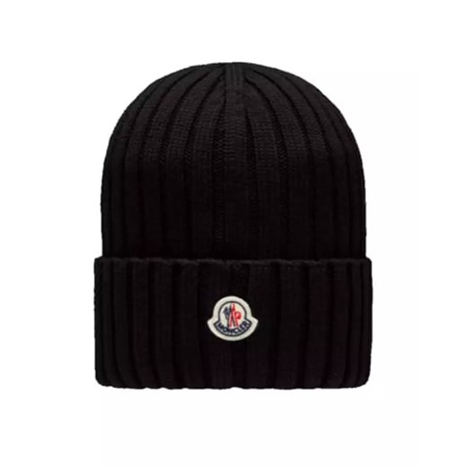 MONCLER Czarna czapka z logo Moncler ONE SIZE Moliera2.com