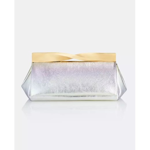 AQUAZZURA Srebrna metaliczna kopertówka Twist Clutch ONE SIZE wyprzedaż Moliera2.com