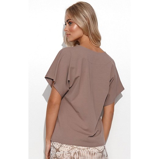 T-shirt damski oversize w kolorze mokka M776, Kolor mocca, Rozmiar 36/38, Makadamia 36/38 Primodo