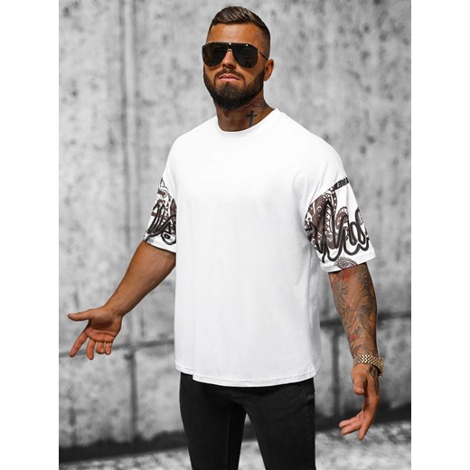 T-shirt męski oversize biały OZONEE O/3432 Ozonee XL ozonee.pl